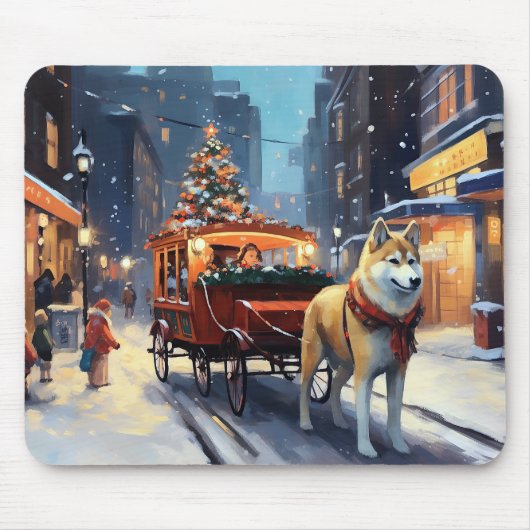 Akita Kerstfeestseizoen Muismat (Voorkant)