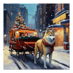 Akita Kerstfeestseizoen Perfect Poster