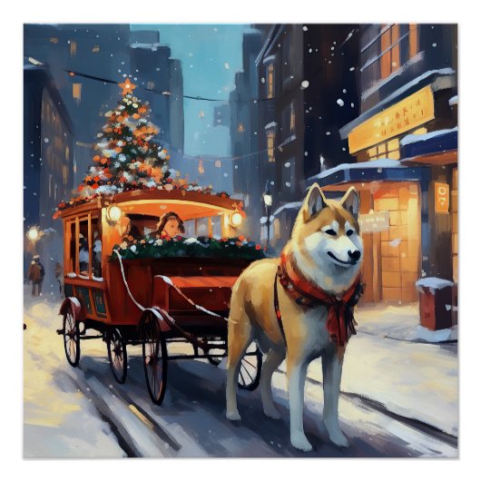 Akita Kerstfeestseizoen Perfect Poster (Voorkant)