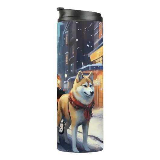 Akita Kerstfeestseizoen Thermosbeker (Geroteerd rechts)