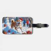 Akita Kerstfest Sneeuwsfeer Bagagelabel (Achterkant horizontaal)