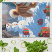 Akita Kerstfestival Sneeuwsfeer  Theedoek (Gevouwen)