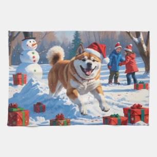 Akita Kerstfestival Sneeuwsfeer  Theedoek