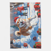 Akita Kerstfestival Sneeuwsfeer  Theedoek (Verticaal)