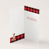 Akita Kersthond met Holiday Buffalo Plaid Kaart (Binnen)
