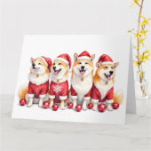 Akita Kerstjurk Kerstman Hoed Kaart (Gele Bloem)