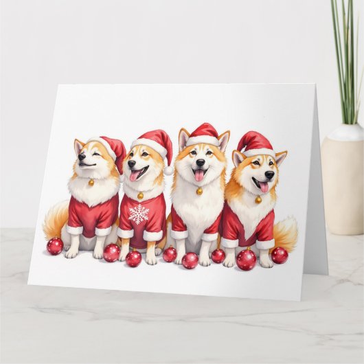 Akita Kerstjurk Kerstman Hoed Kaart (Voorkant)