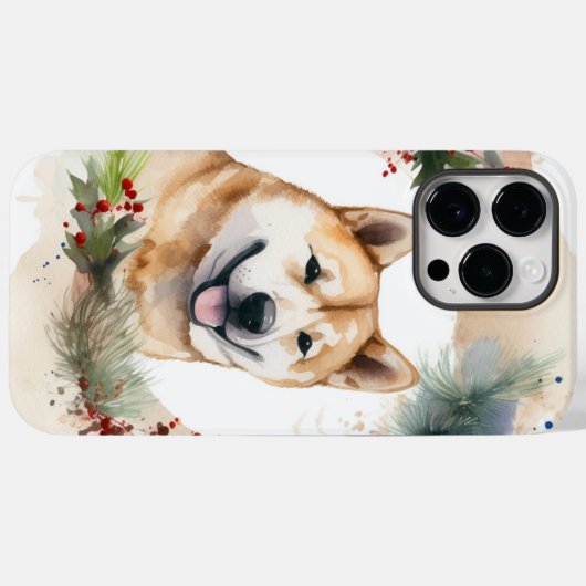 Akita Kerstkrans feestelijke pup Case-Mate iPhone Case (Achterkant (horizontaal))