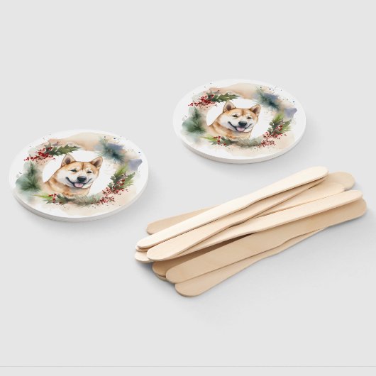 Akita Kerstkrans feestelijke pup Handwaaier (Niet-gemonteerd)