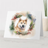 Akita Kerstkrans feestelijke pup Kaart (Voorkant)
