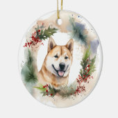 Akita Kerstkrans feestelijke pup Keramisch Ornament (Links)
