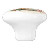 Akita Kerstkrans feestelijke pup Keramische Knop (Zijkant)