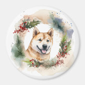 Akita Kerstkrans feestelijke pup Magneet (Voorkant)