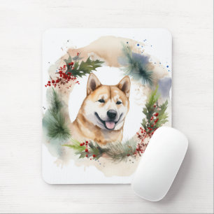 Akita Kerstkrans feestelijke pup Muismat