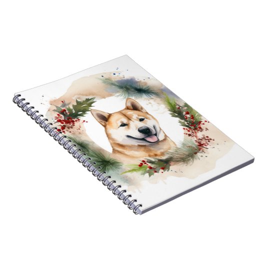 Akita Kerstkrans feestelijke pup Notitieboek (Rechterzijde)