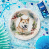Akita Kerstkrans feestelijke pup Papieren Bordje (Feest)