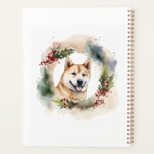 Akita Kerstkrans feestelijke pup Planner (Achterkant)
