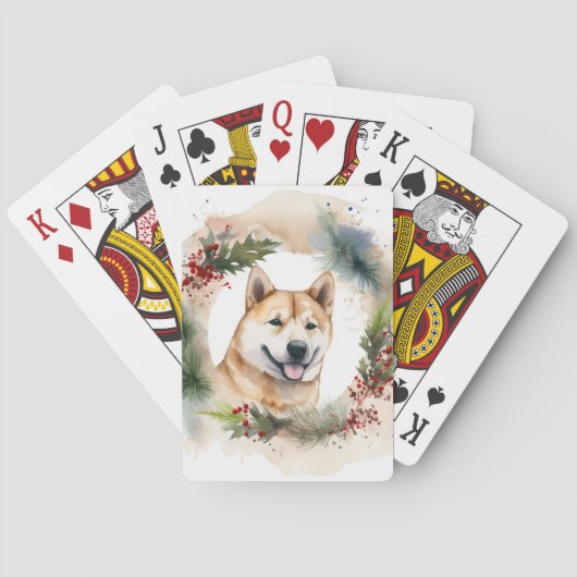 Akita Kerstkrans feestelijke pup Pokerkaarten (Achterkant)