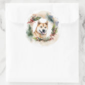 Akita Kerstkrans feestelijke pup Ronde Sticker (Tas)