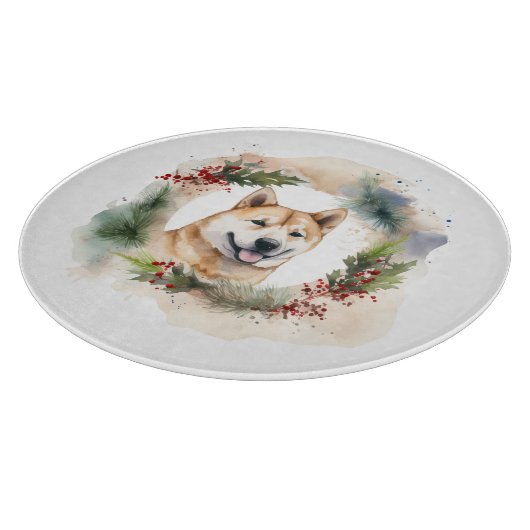 Akita Kerstkrans feestelijke pup Snijplank (Hoek)