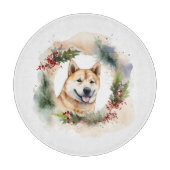Akita Kerstkrans feestelijke pup Snijplank (Voorkant)