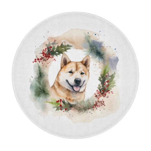 Akita Kerstkrans feestelijke pup Snijplank (Voorkant)