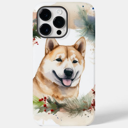 Akita Kerstkrans Festieve Pup Case-Mate iPhone Case (Achterkant)