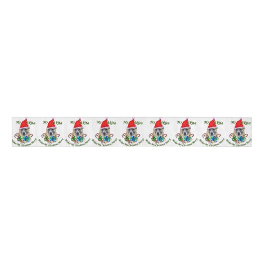 Akita KerstMerry Grosgrain Lint (Voorkant)