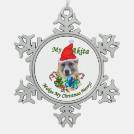 Akita KerstMerry Tin Sneeuwvlok Ornament