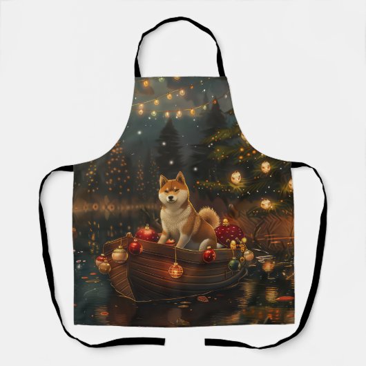 Akita Kerstmis Festive Reis Schort (Voorkant)