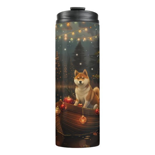 Akita Kerstmis Festive Reis Thermosbeker (Voorkant)