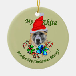 Akita Kerstmis Keramisch Ornament