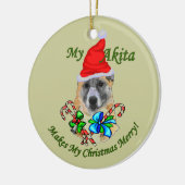 Akita Kerstmis Keramisch Ornament (Links)