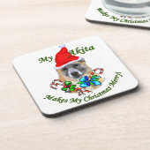 Akita Kerstmis Onderzetter (Linkerzijde)