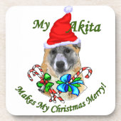 Akita Kerstmis Onderzetter (Voorkant)