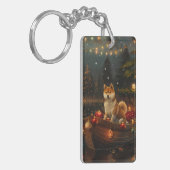 Akita Kerstmis Reis Sleutelhanger (Voorkant Links)