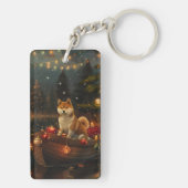 Akita Kerstmis Reis Sleutelhanger (achterkant)