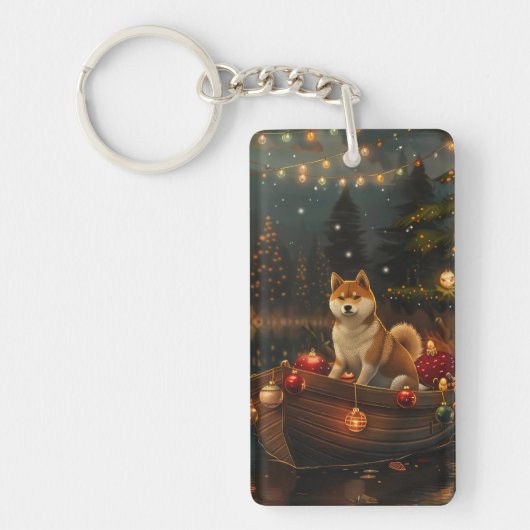 Akita Kerstmis Reis Sleutelhanger (Voorkant)