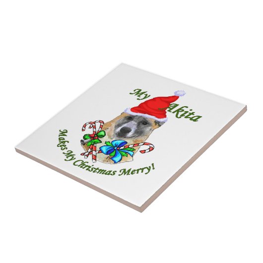 Akita Kerstmis Tegeltje (Zijkant)