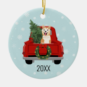 Akita Kerstroodvrachtversiering Keramisch Ornament