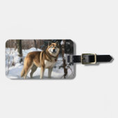 Akita Laat het sneeuwen Kerstmis Bagagelabel (Voorkant horizontaal)