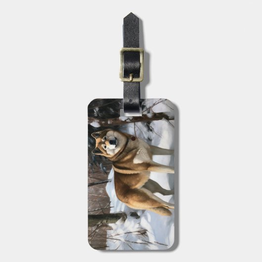 Akita Laat het sneeuwen Kerstmis Bagagelabel (Voorkant verticaal)