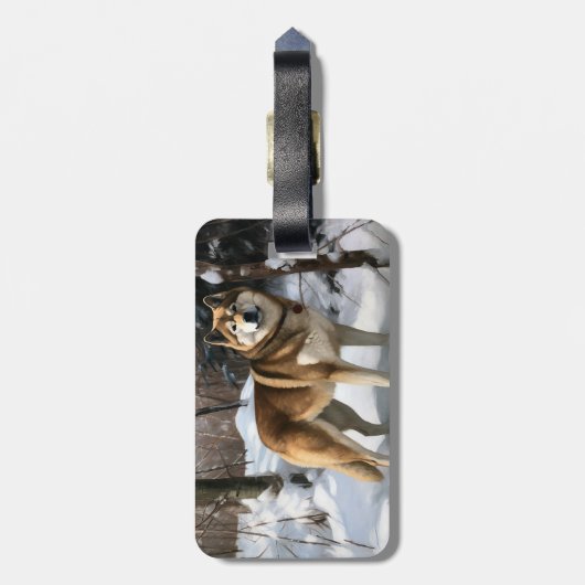 Akita Laat het sneeuwen Kerstmis Bagagelabel (Achterkant verticaal)