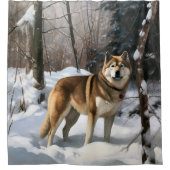 Akita Laat het sneeuwen Kerstmis Douchegordijn (Voorkant)