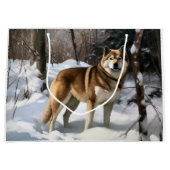 Akita Laat het sneeuwen Kerstmis Groot Cadeauzakje (Voorkant)