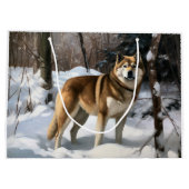 Akita Laat het sneeuwen Kerstmis Groot Cadeauzakje (Achterkant)