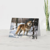 Akita Laat het sneeuwen Kerstmis Kaart (Voorkant)