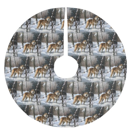 Akita Laat het sneeuwen Kerstmis Kerstboom Rok (Voorkant)