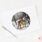 Akita Laat het sneeuwen Kerstmis Ronde Sticker (Envelop)