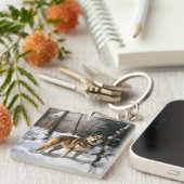 Akita Laat het sneeuwen Kerstmis Sleutelhanger (Voorkant Rechts)